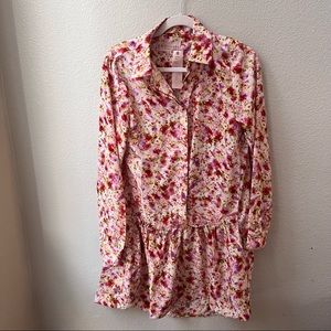 Philosophy Republic Clothing pink floral long sleeve mini Casual Dress NWT S
